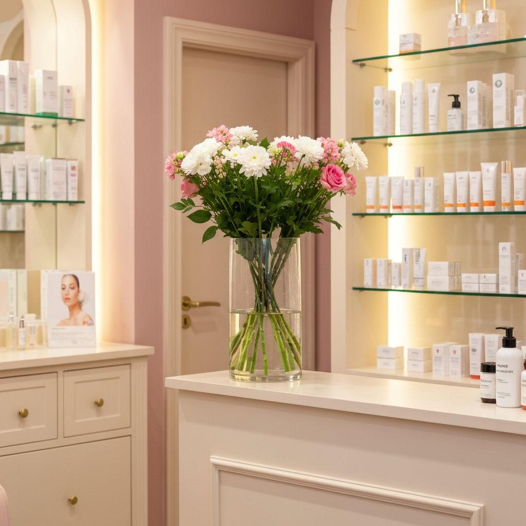 Welcoming interior of Yuva Beauty salon in Yeronga with elegant decor and skincare products
